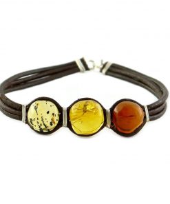 Lederarmband mit Natur Bernstein