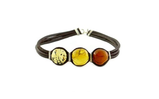 Lederarmband mit Natur Bernstein